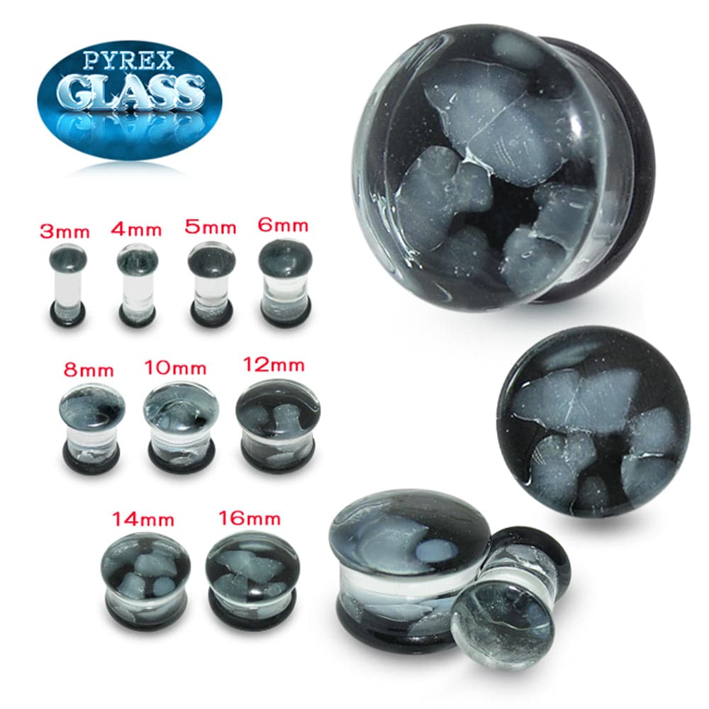 Pyrex Glass Grey Pebble Ear Plug