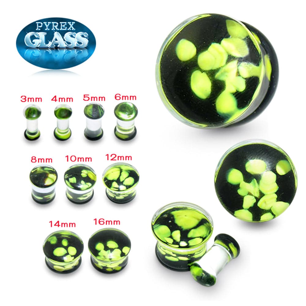 Pyrex Glass Green Pebble Ear Plug
