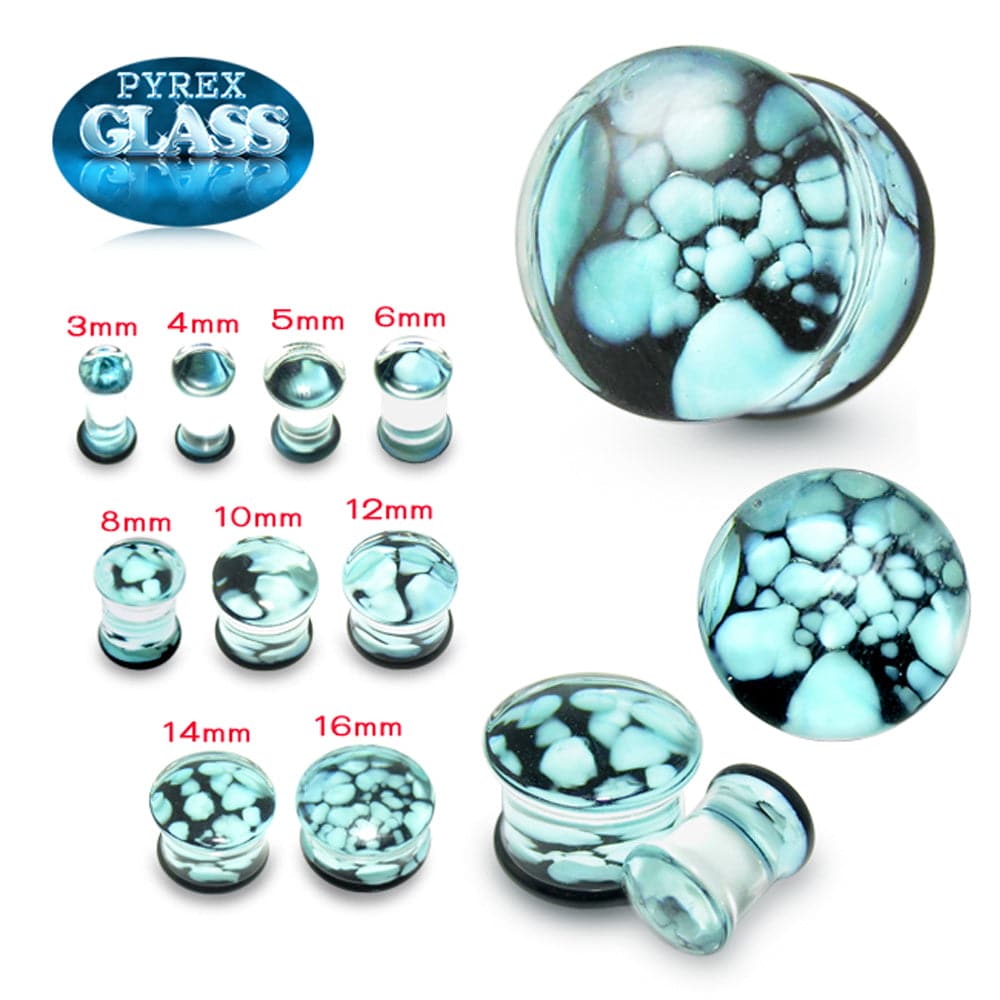 Pyrex Glass Aqua Pebble Ear Plug