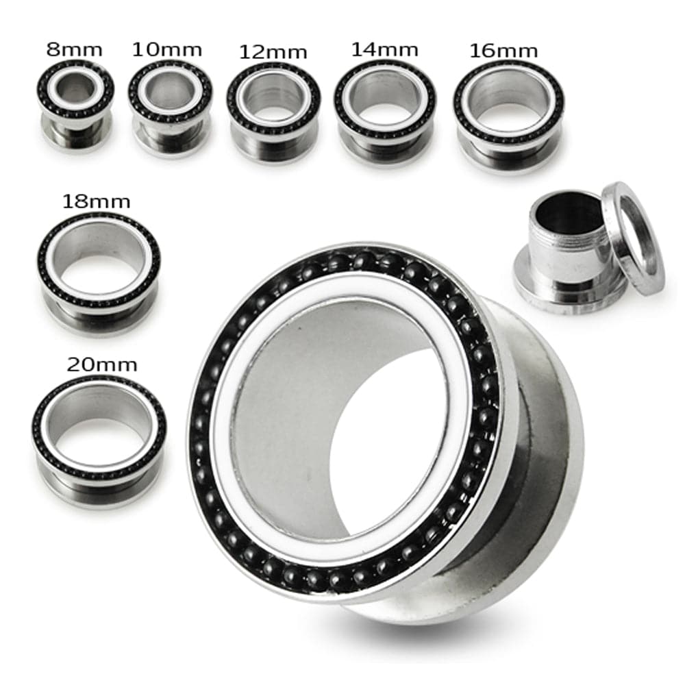 316L Surgical Steel With Black Ball Edge Top Flesh Tunnel