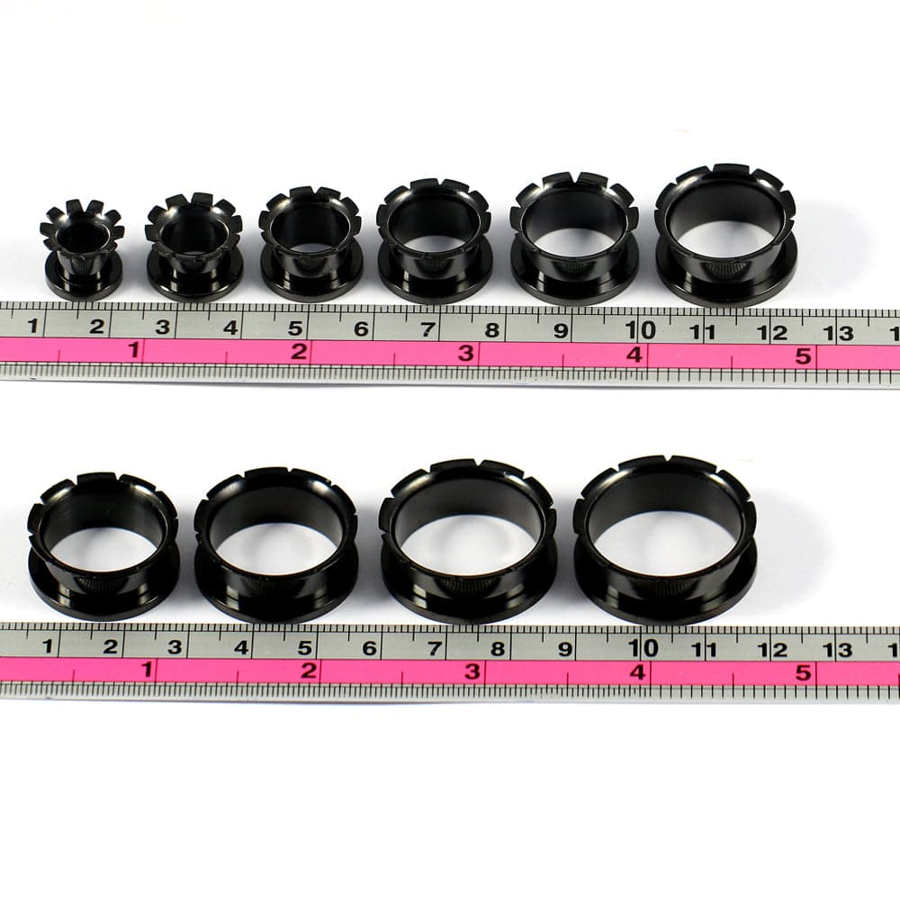 316L Surgical Steel Black Groove and Flare Flesh Tunnel