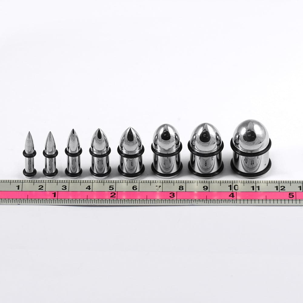 316L Surgical Steel Bullet with O-Rings Internally Threaded Tunnel