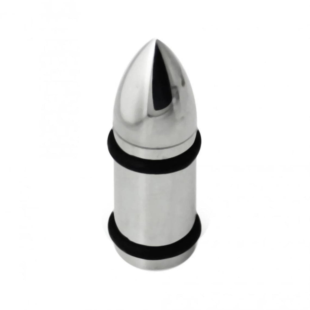 316L Surgical Steel Bullet with O-Rings Internally Threaded Tunnel
