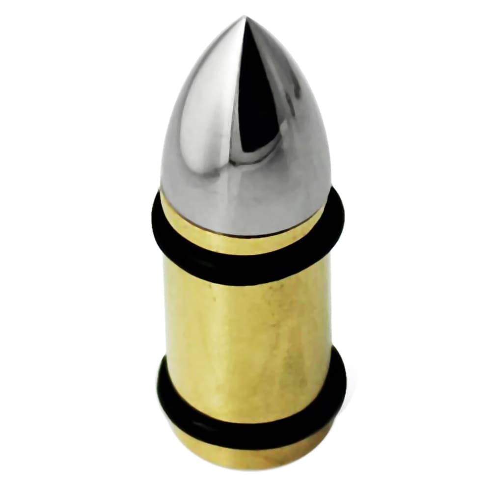 316L Surgical Steel & Gold Bullet with O-Rings Internally Threaded Tunnel