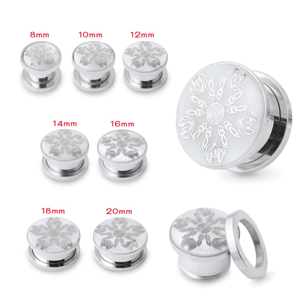 316L Synthesis Design Steel Flesh Tunnel with Flower Design