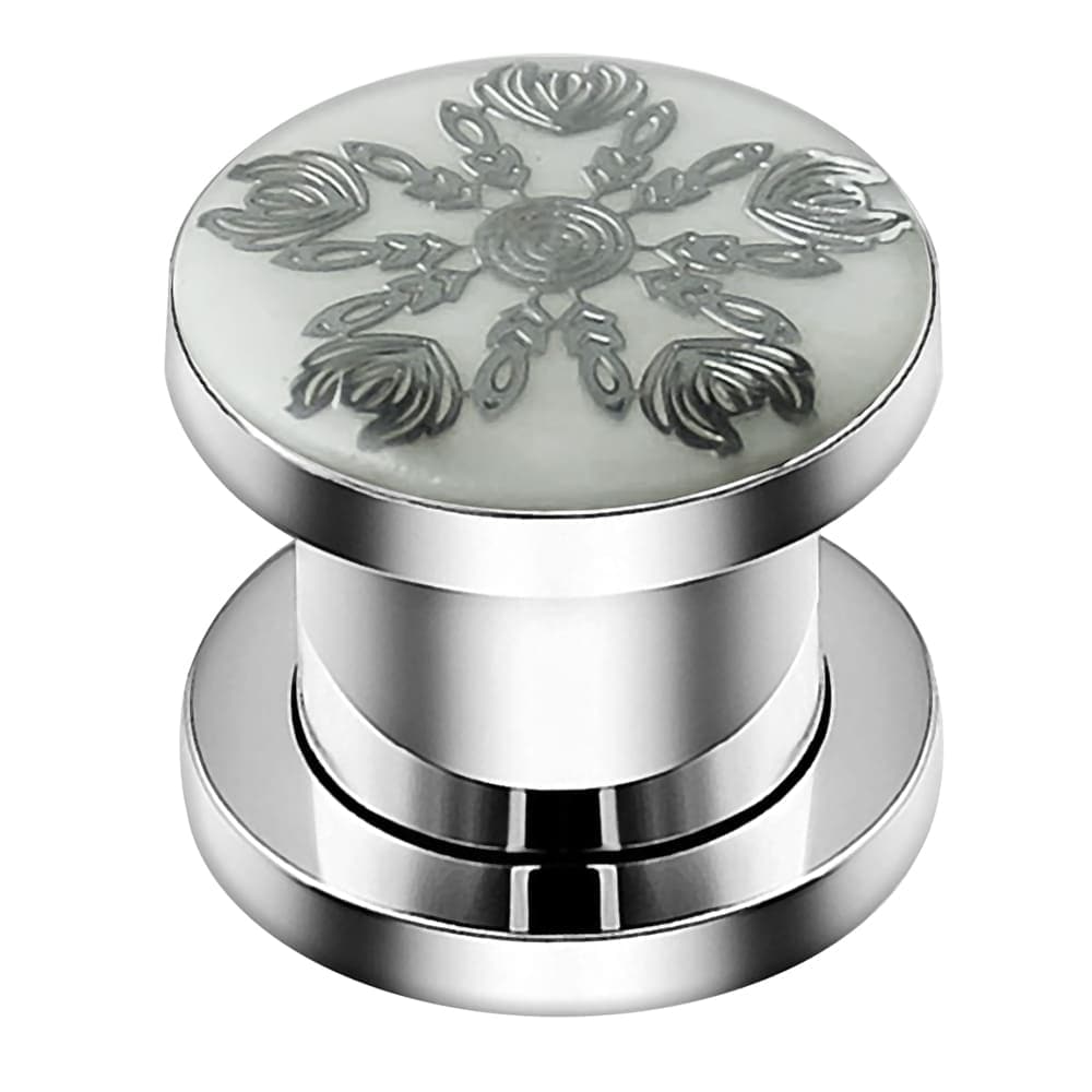 316L Synthesis Design Steel Flesh Tunnel with Flower Design