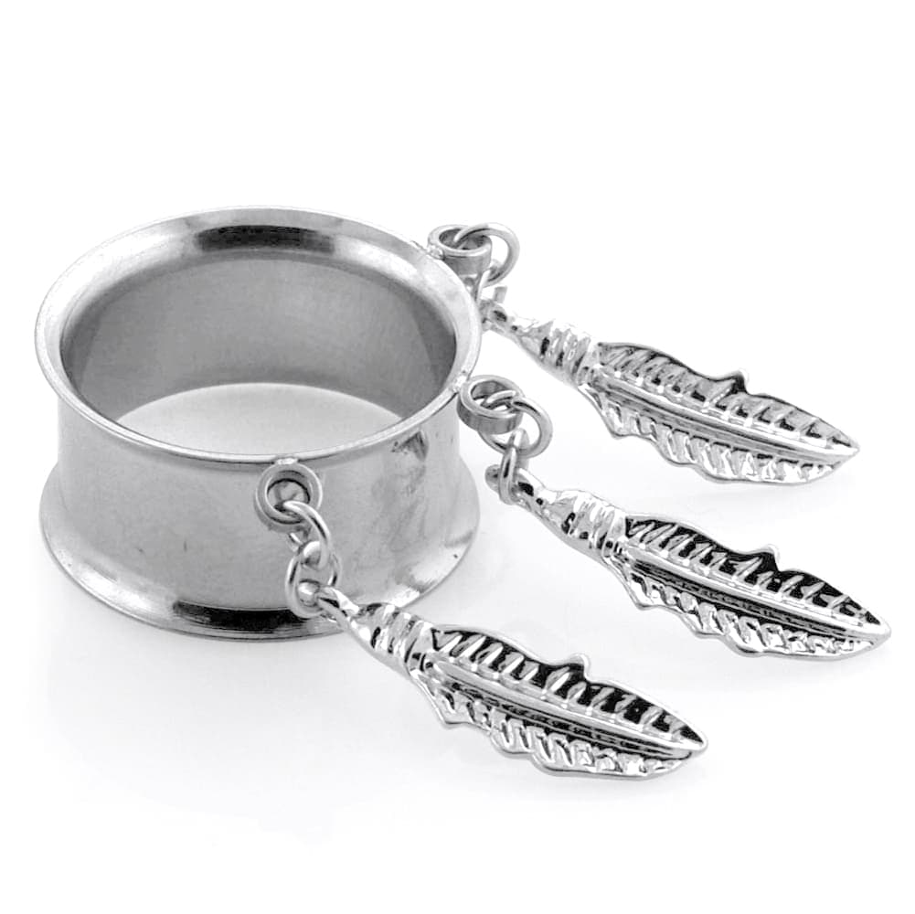 316L Surgical Steel Dangling Leaves Double Flare Tunnel