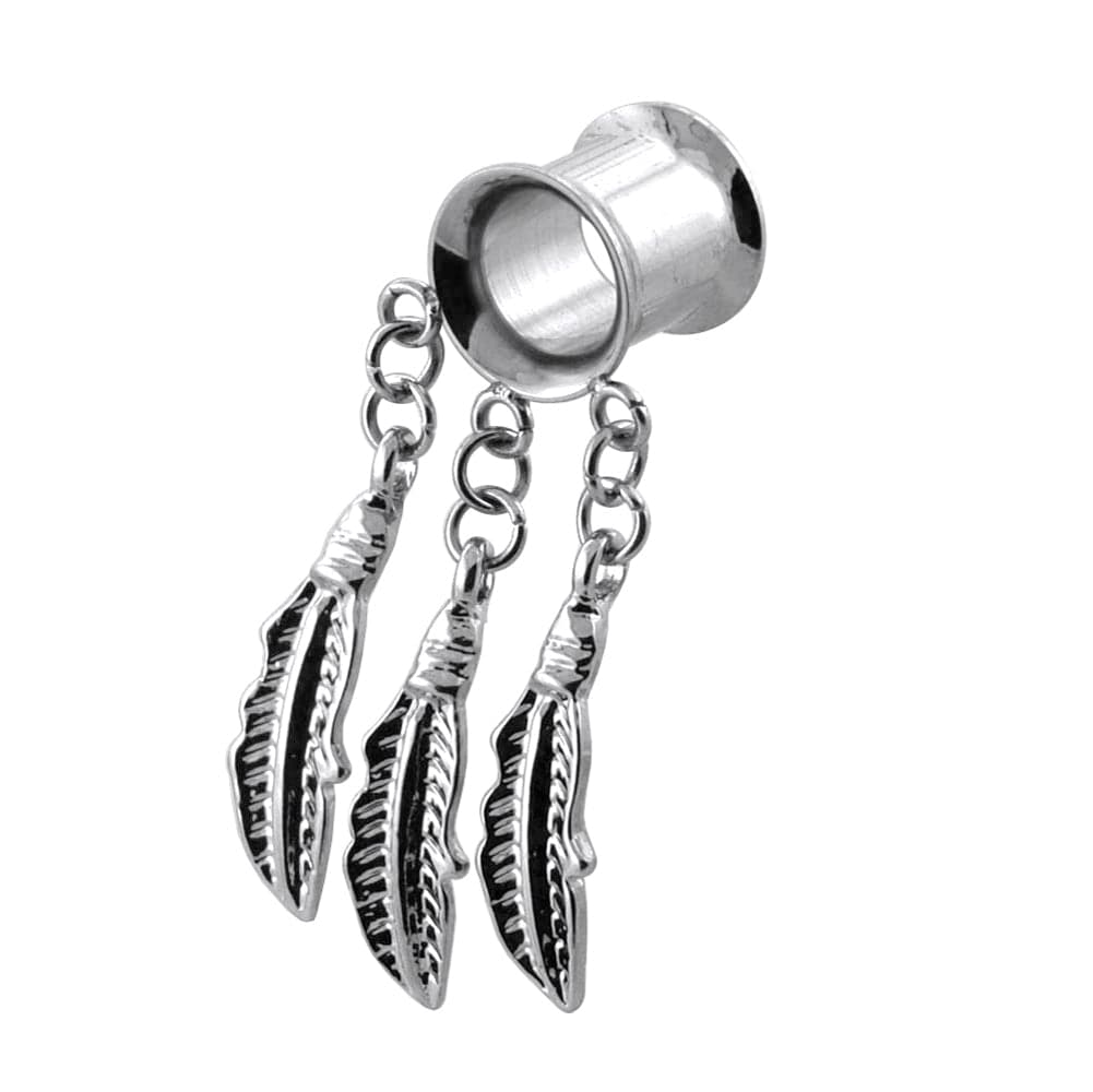 316L Surgical Steel Dangling Leaves Double Flare Tunnel