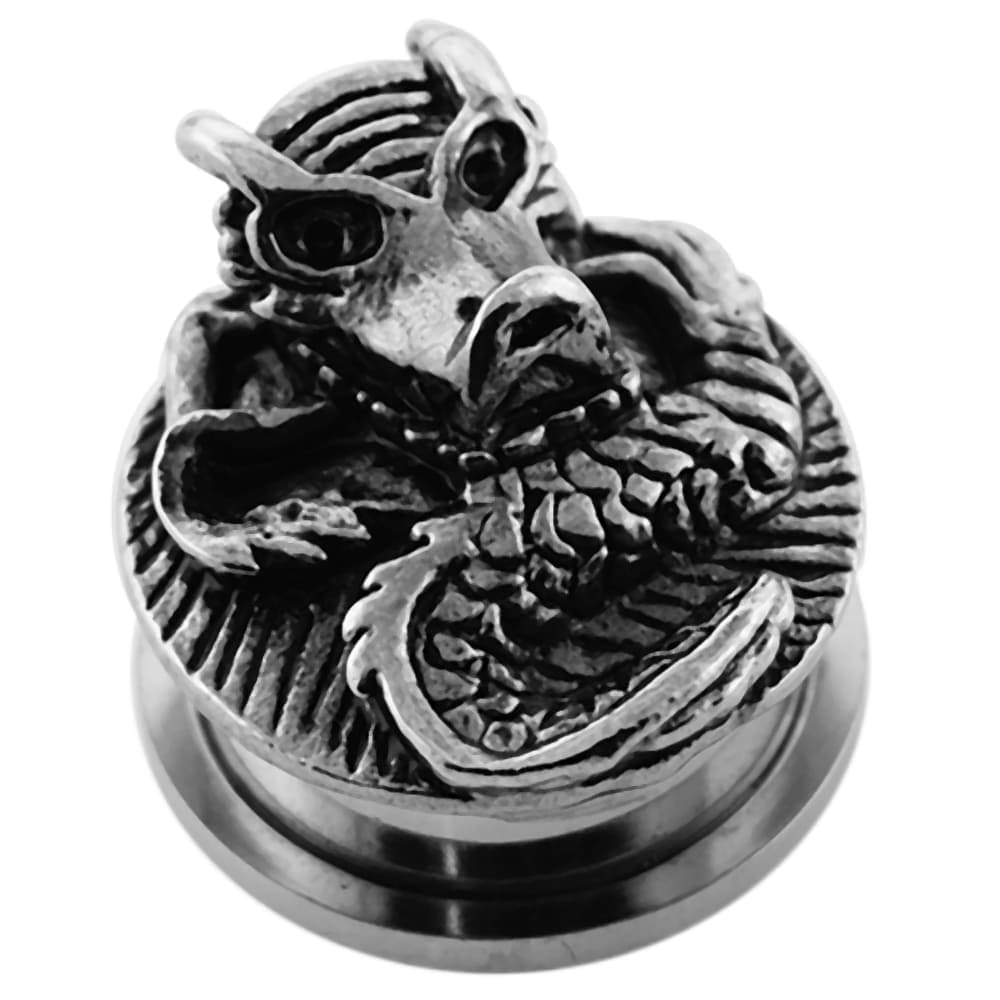 316L Surgical Steel Dragon External Threaded Tunnel