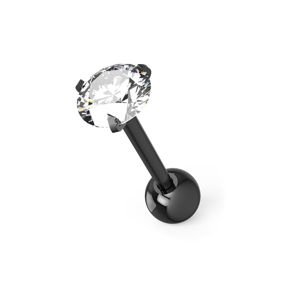 316L Surgical Steel Tragus Bar with Clear Round Gem Top Stud