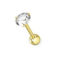 316L Surgical Steel Tragus Bar with Clear Round Gem Top Stud