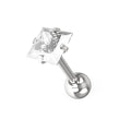 316L Tragus Bar with Clear Square Gem Top Stud
