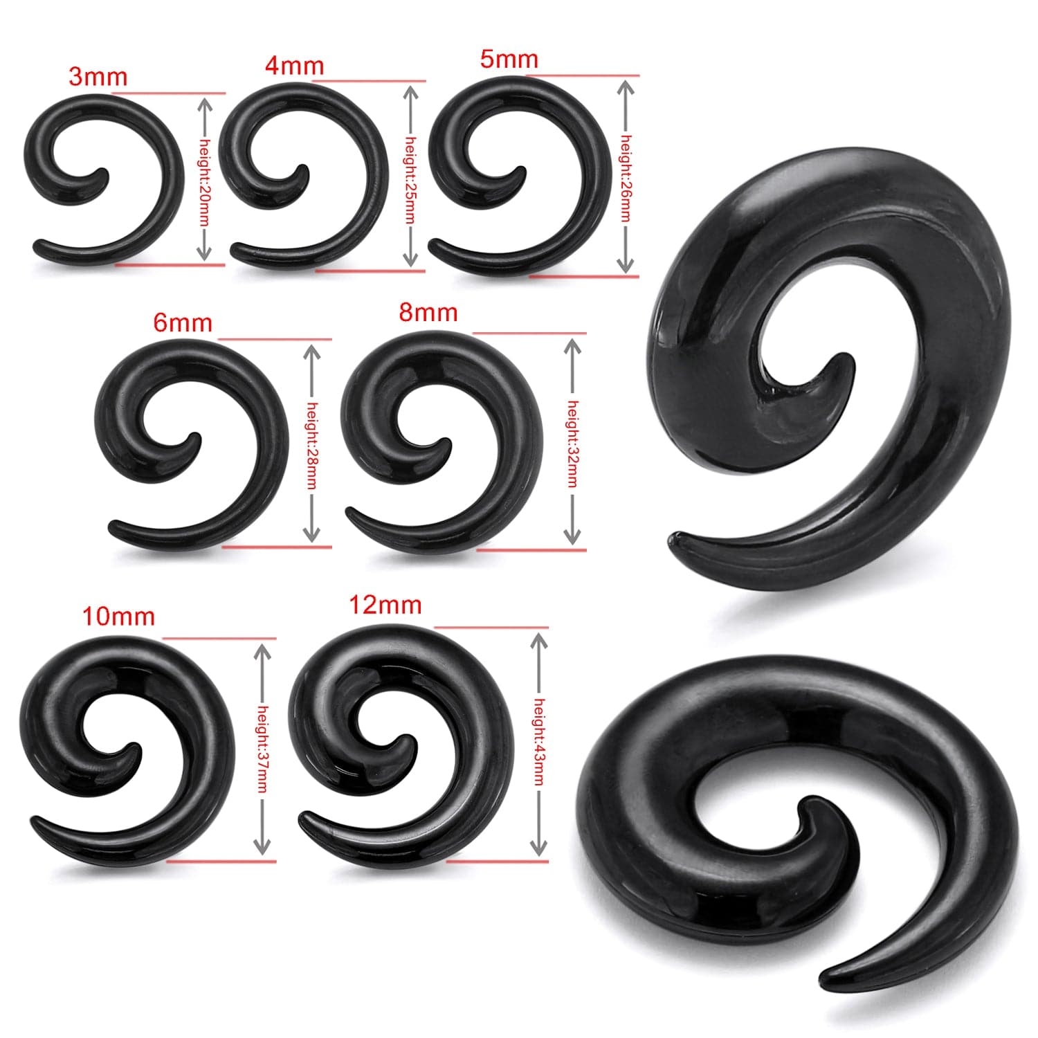 316L Surgical Steel Black PVD Plated Over Hollow Ear Expander