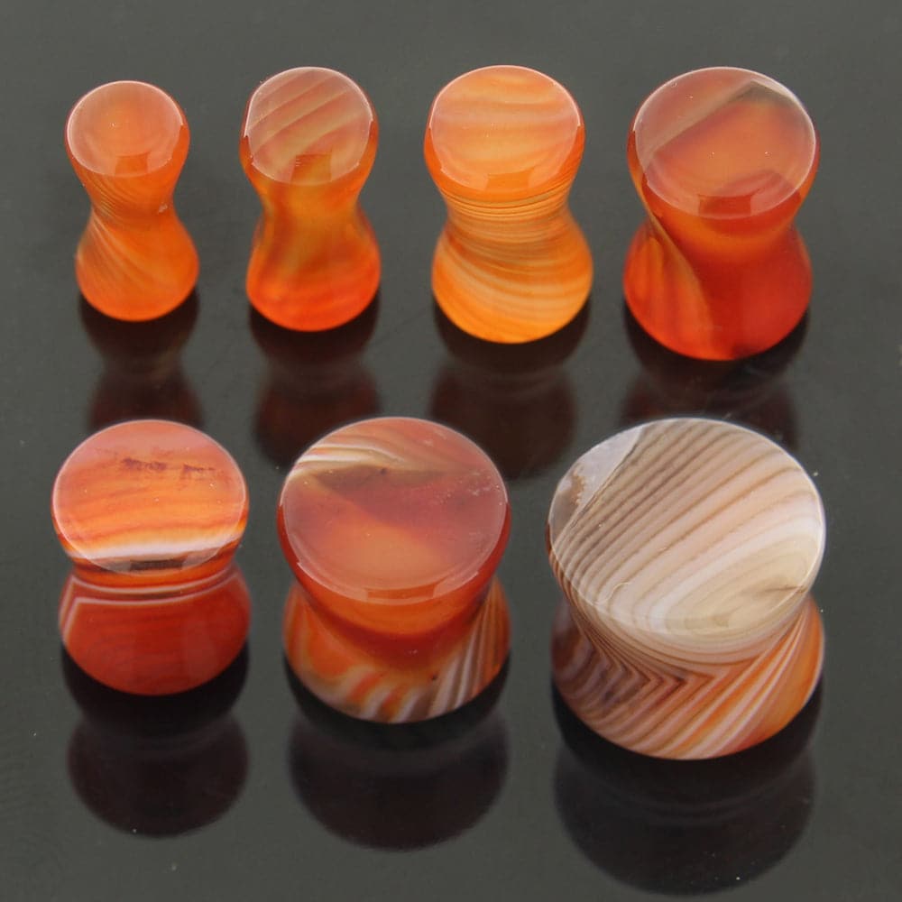Synthetic Carnelian Stone Orange Saddle Ear Plug
