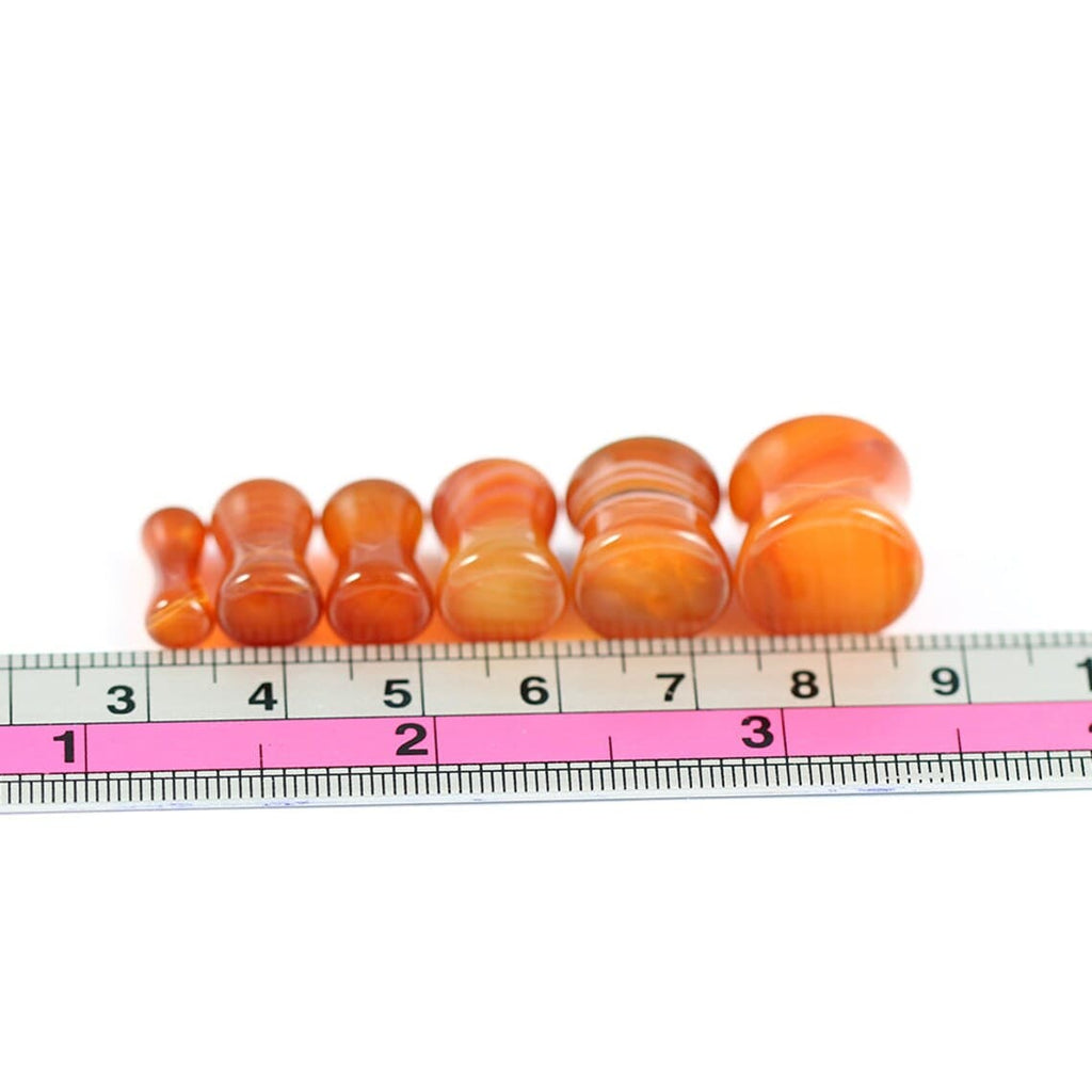 Synthetic Carnelian Stone Orange Saddle Ear Plug
