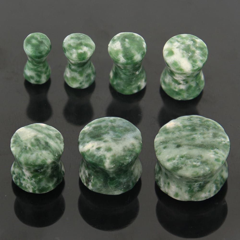 Synthetic Moss Agate Stone Saddle Ear Plug