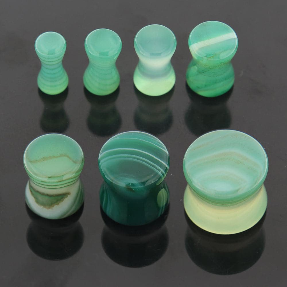 Synthetic Malachite Stone Saddle Ear Plug