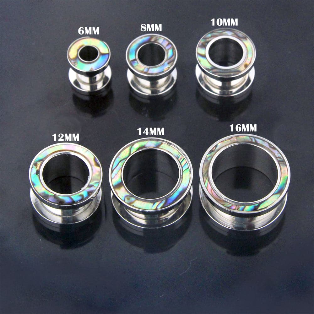 316L Surgical Steel Abalone Edge External Threaded Tunnel