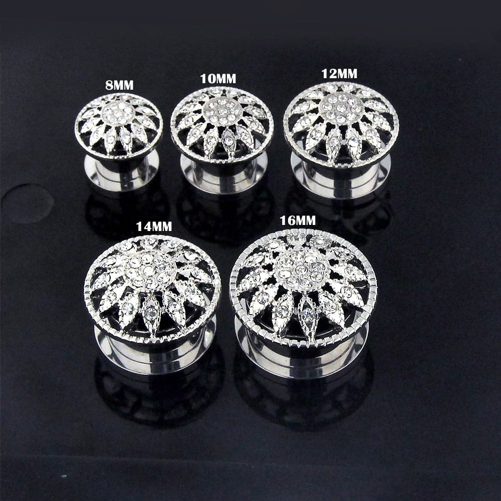 316L Surgical Steel Micro Jewelled Ear Flesh Tunnel