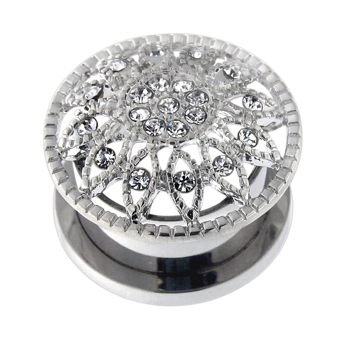 316L Surgical Steel Micro Jewelled Ear Flesh Tunnel