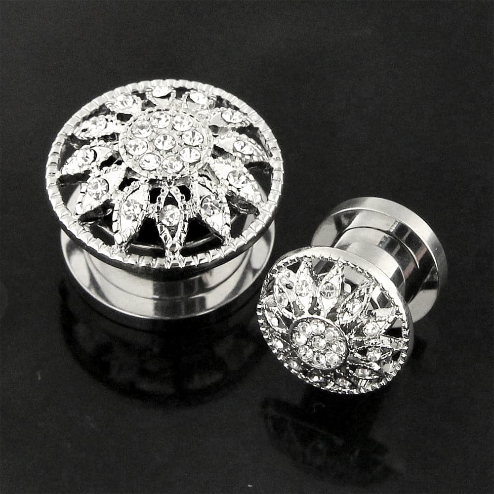 316L Surgical Steel Micro Jewelled Ear Flesh Tunnel