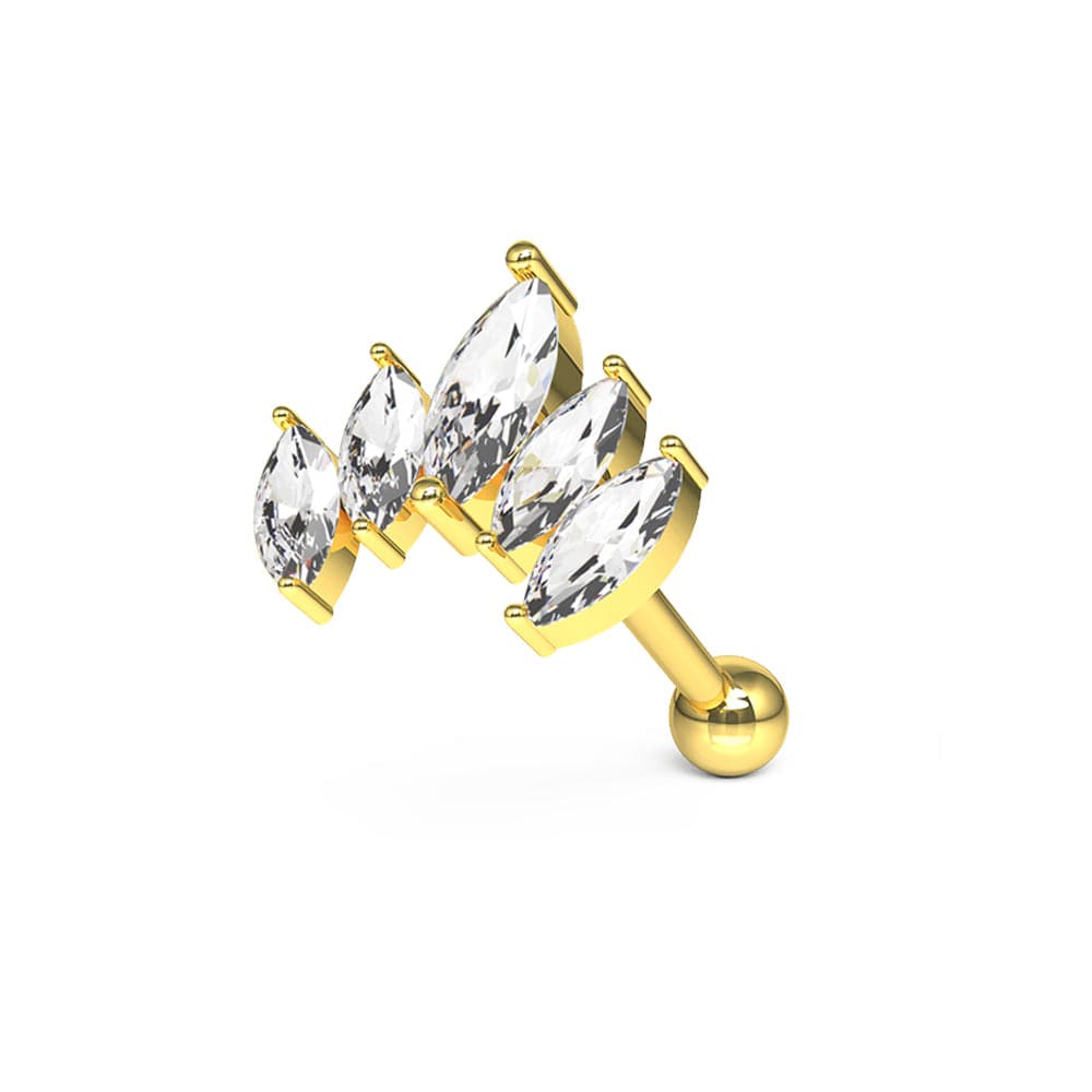 316L Surgical Steel Jewelled Crown Cartilage Ear Stud