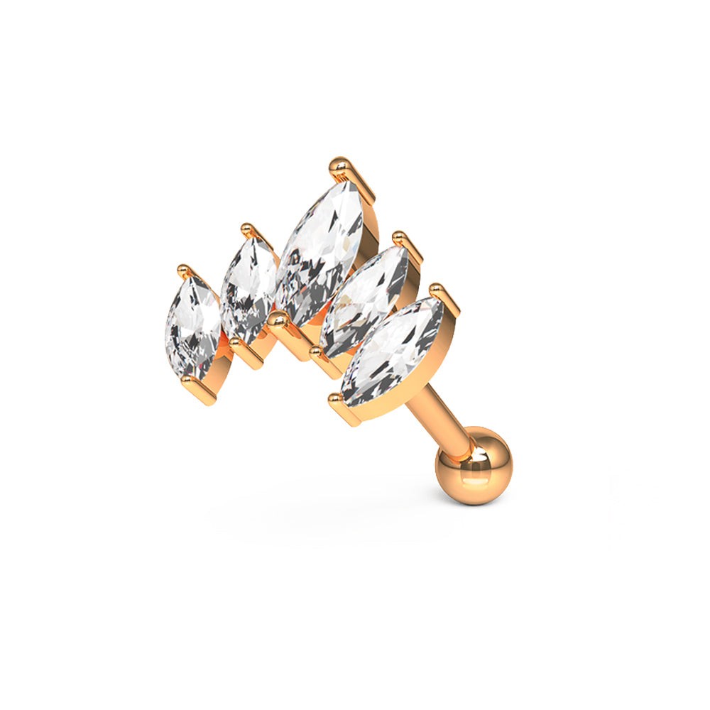 316L Surgical Steel Jewelled Crown Cartilage Ear Stud