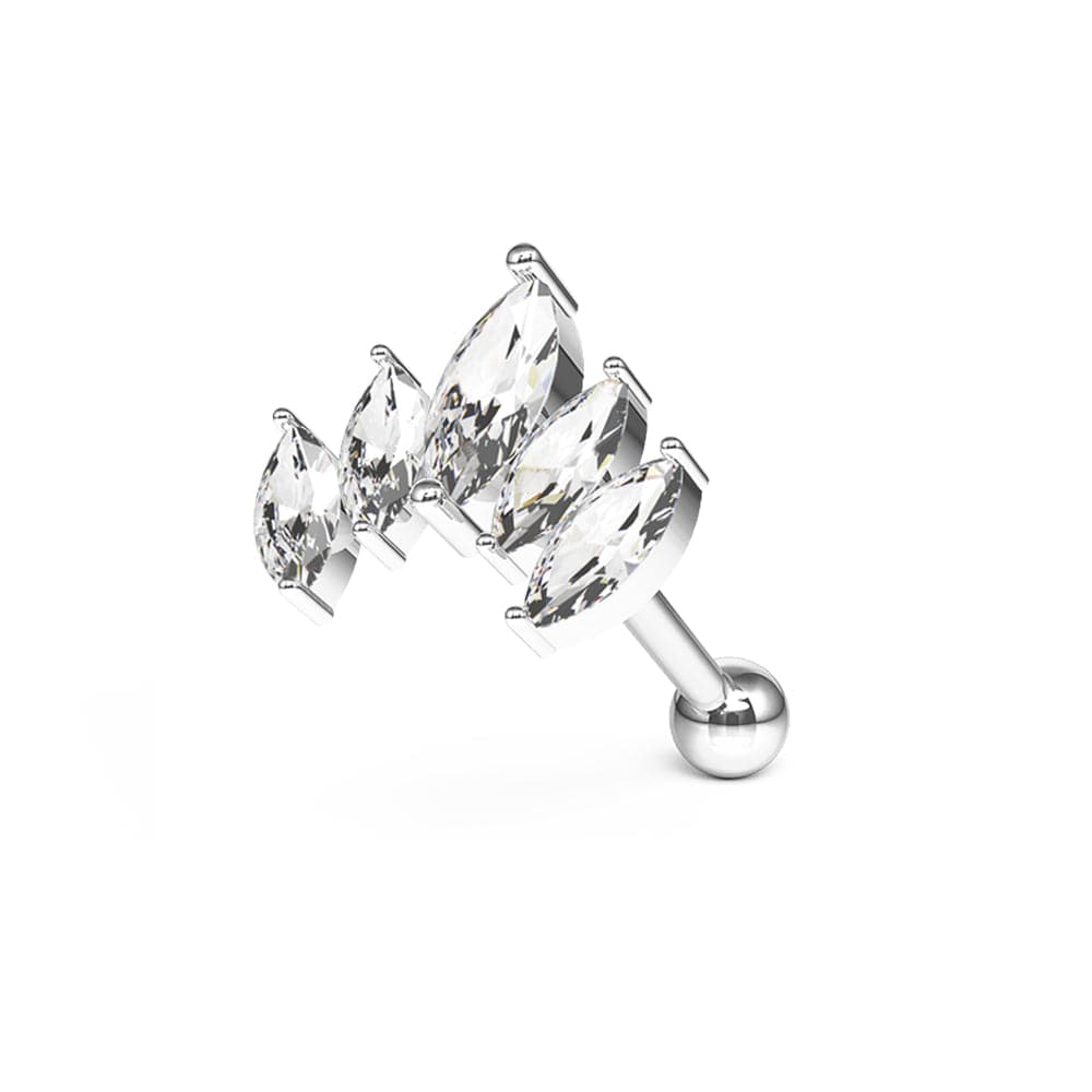 316L Surgical Steel Jewelled Crown Cartilage Ear Stud