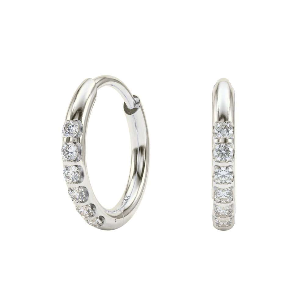 316L Surgical Steel Micro Jewelled Hinged Huggie Hoop