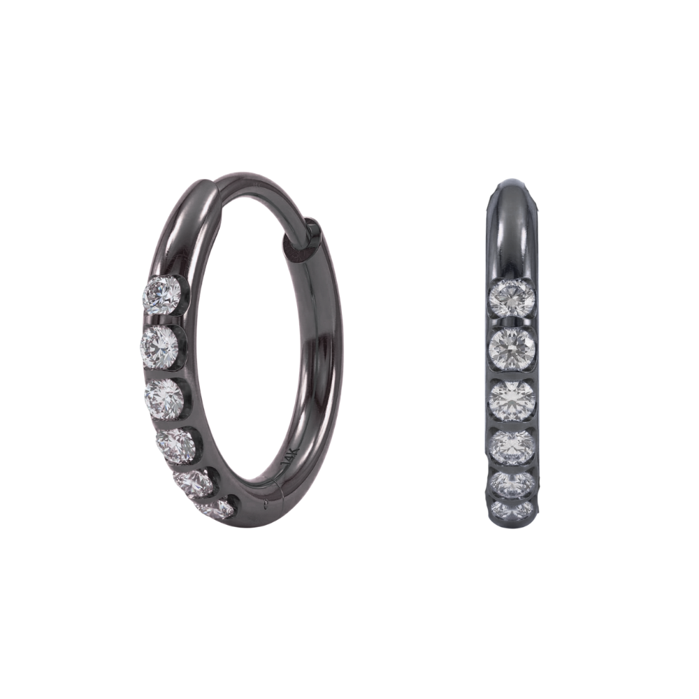 316L Surgical Steel Micro Jewelled Hinged Huggie Hoop