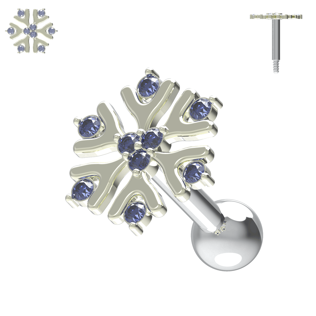 925 Sterling Silver Snowflake Cartilage Ear Stud