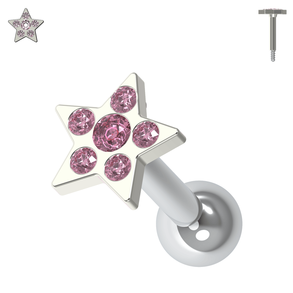 925 Sterling Silver Jewelled Flower Cartilage Helix Tragus Piercing Ear Stud