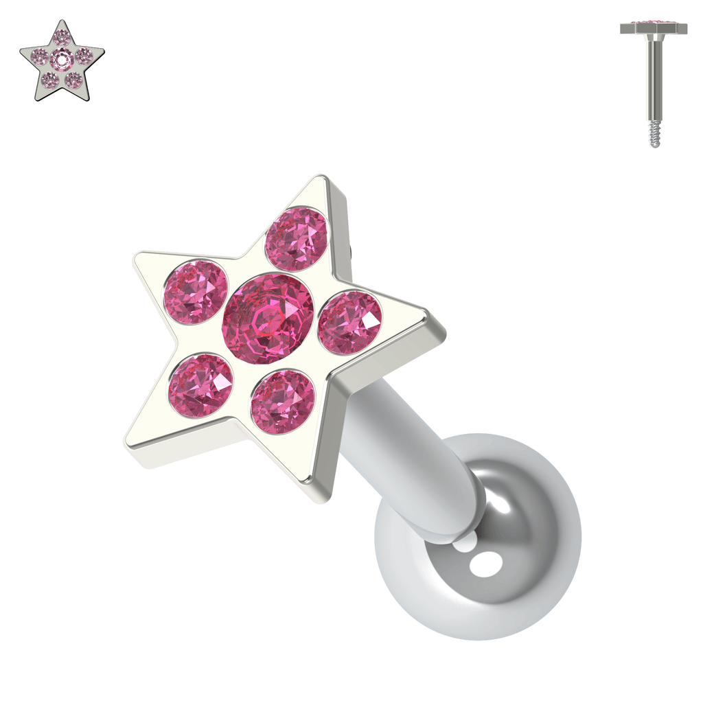 925 Sterling Silver Jewelled Flower Cartilage Helix Tragus Piercing Ear Stud
