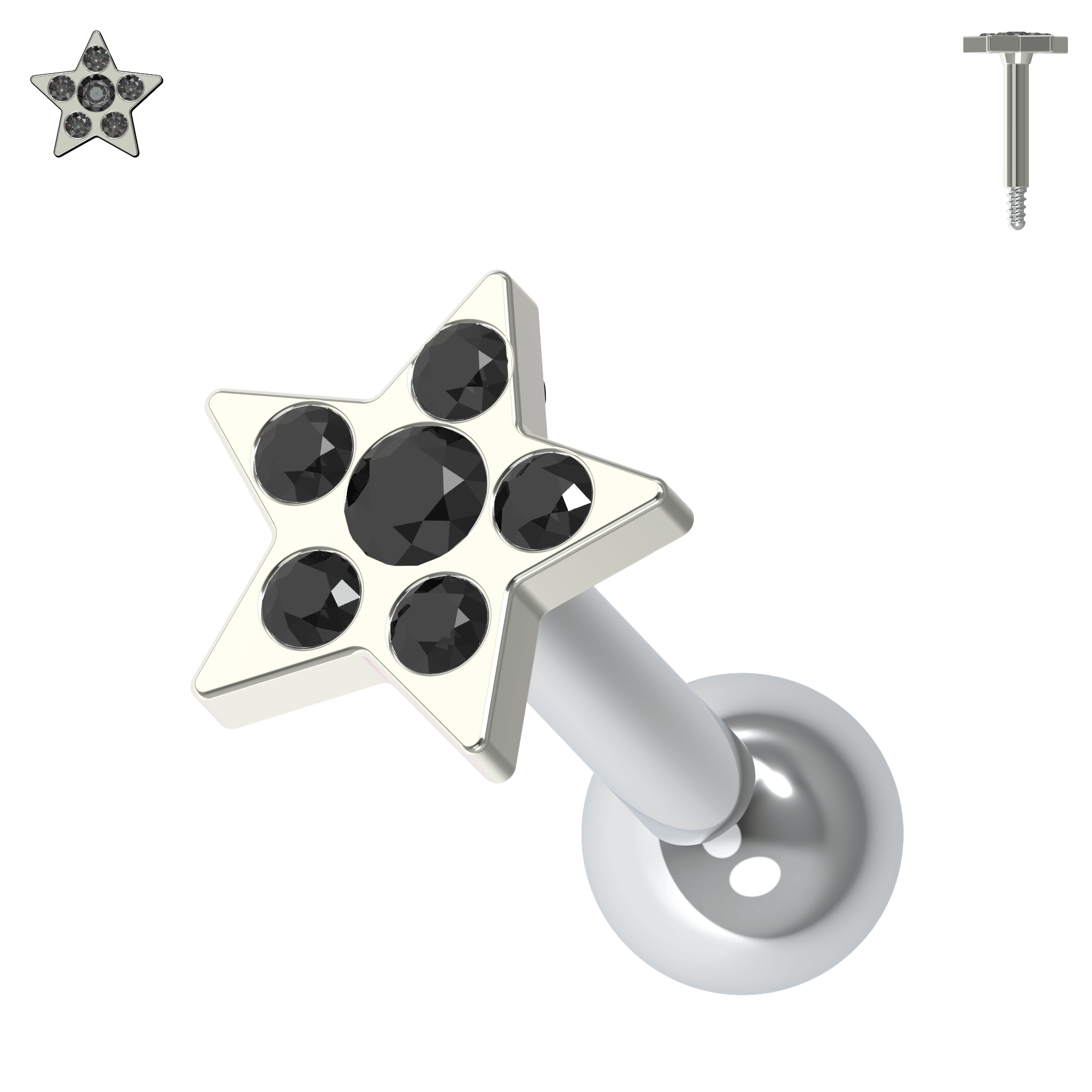 925 Sterling Silver Jewelled Flower Cartilage Helix Tragus Piercing Ear Stud