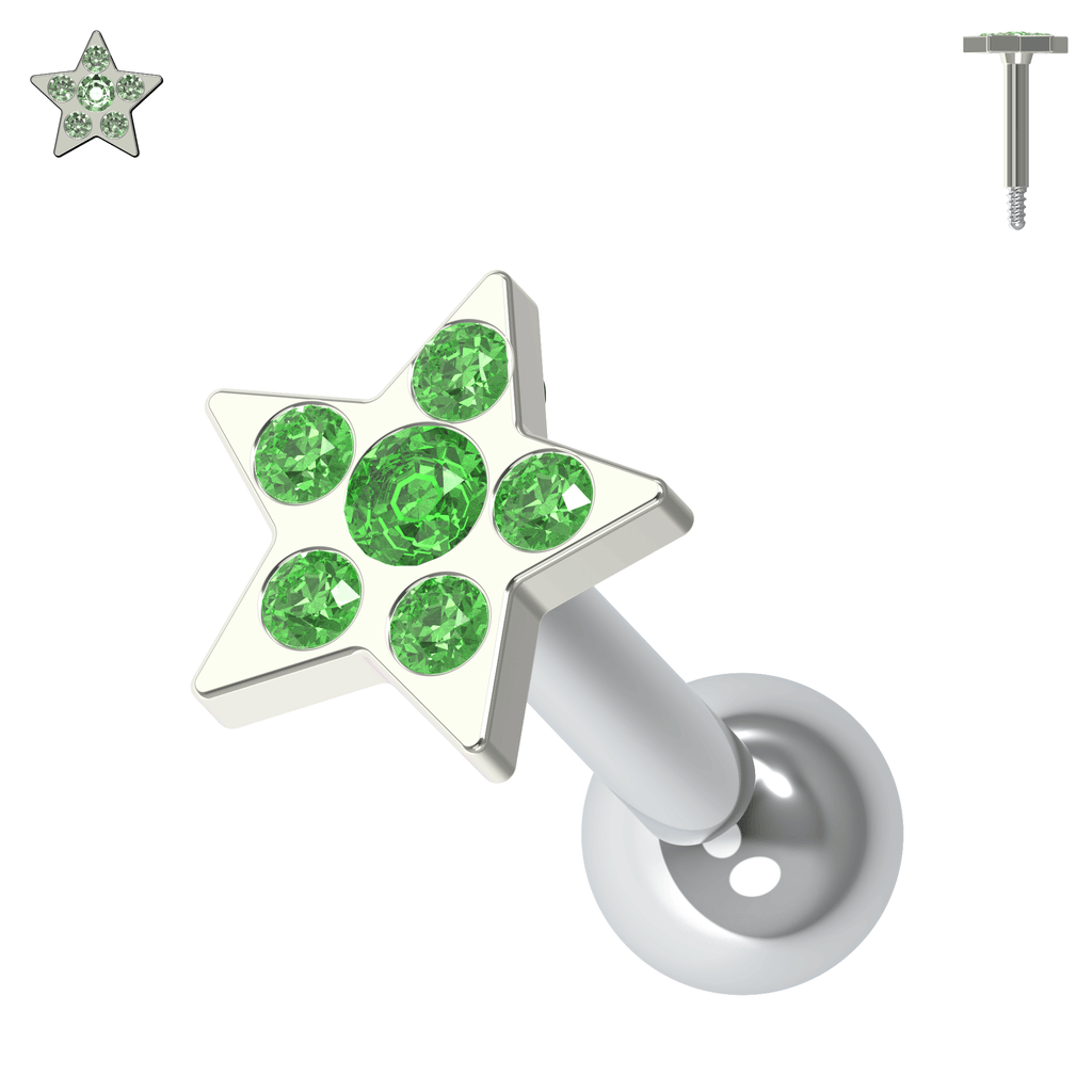 925 Sterling Silver Jewelled Flower Cartilage Helix Tragus Piercing Ear Stud