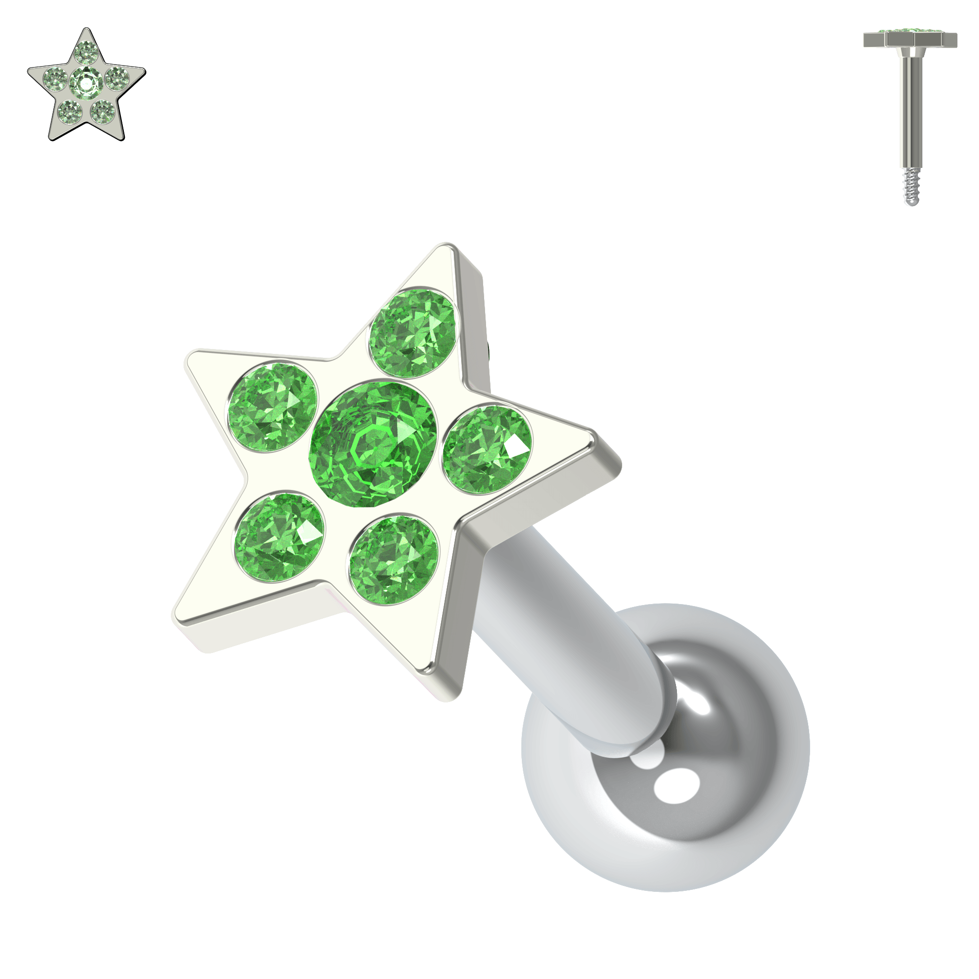 925 Sterling Silver Jewelled Flower Cartilage Helix Tragus Piercing Ear Stud