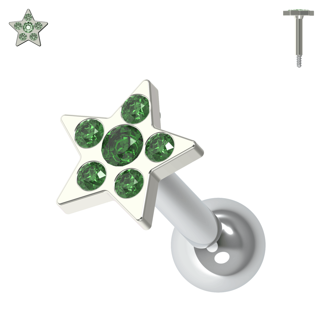 925 Sterling Silver Jewelled Flower Cartilage Helix Tragus Piercing Ear Stud