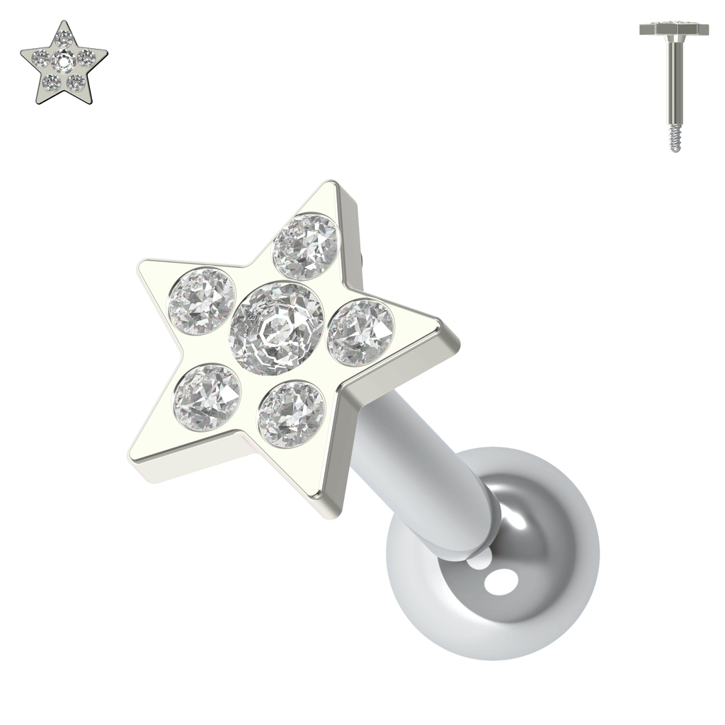 925 Sterling Silver Jewelled Flower Cartilage Helix Tragus Piercing Ear Stud
