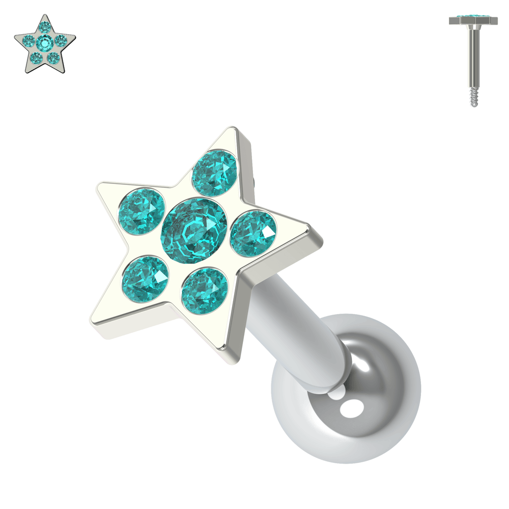 925 Sterling Silver Jewelled Flower Cartilage Helix Tragus Piercing Ear Stud