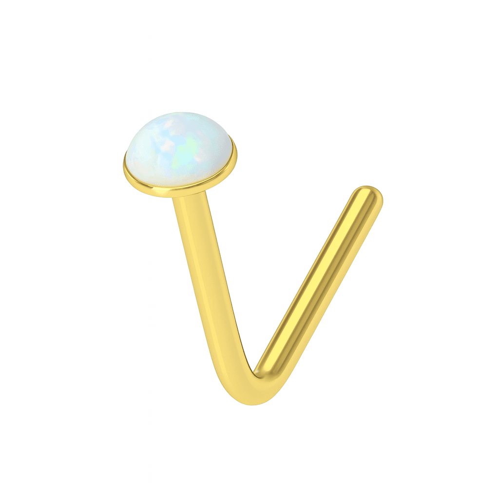9K Gold L-Shaped Crystal Nose Stud