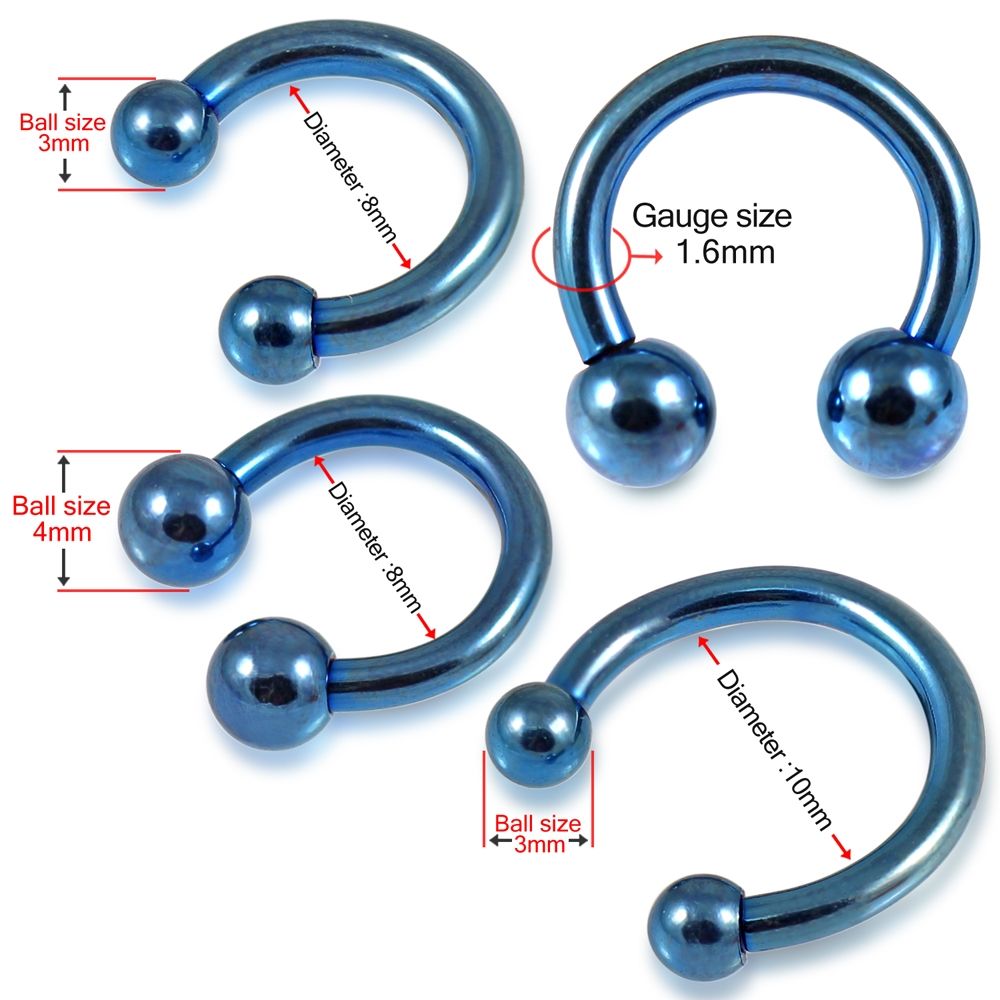 316L Surgical Steel Blue Horseshoe CBB with Ball