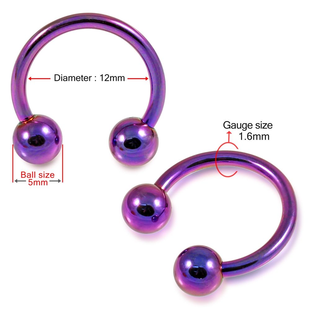 316L Surgical Steel Purple Horseshoe CBB with Ball