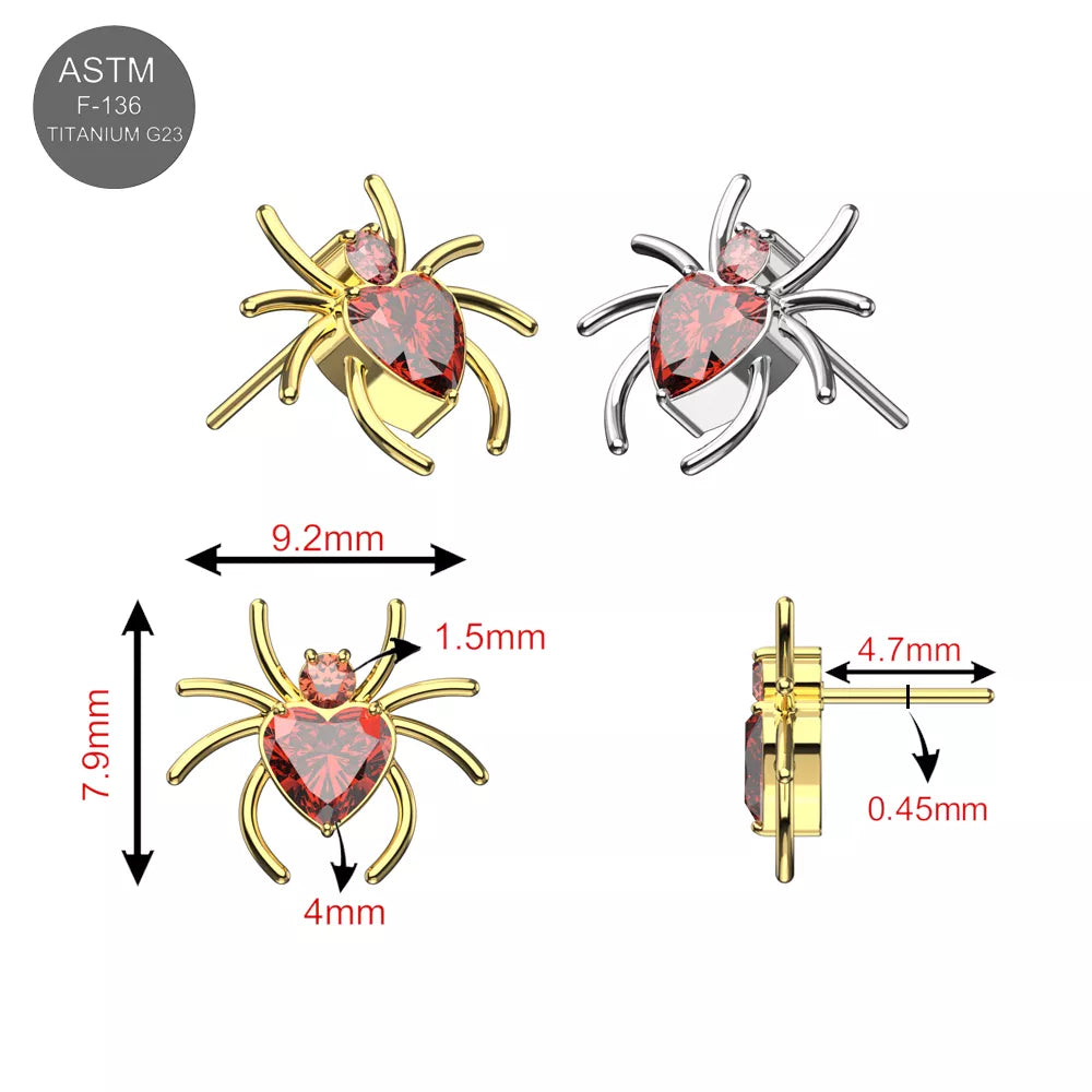 G23 Titanium Spider Heart Threadless Accessory Top