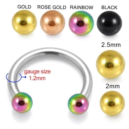 316L Surgical Steel Circular Barbell with Anodised Ball