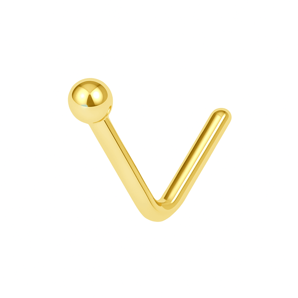9K Gold L-Shaped Top Ball Nose Stud