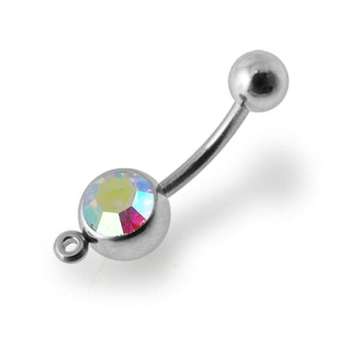 316L Surgical Steel Studded Hook Banana Belly Ring