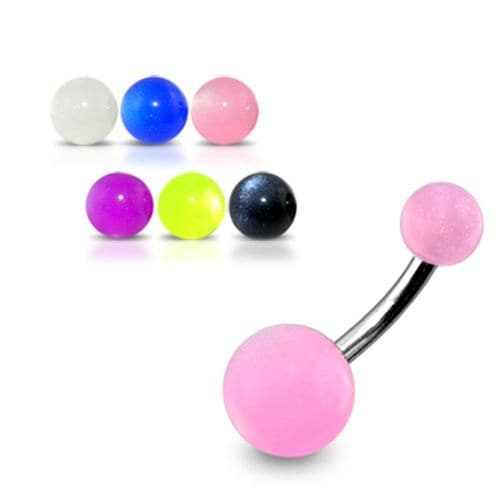 316L Surgical Steel Belly Banana with Plain Colour UV Balls (Pack of 10)