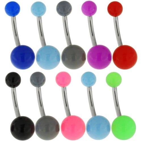 316L Surgical Steel Belly Banana with Traditional UV Balls (Pack of 10)