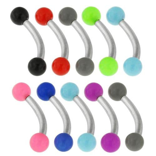 316L Surgical Steel Curved Bar with Basic UV Balls (Pack of 10)
