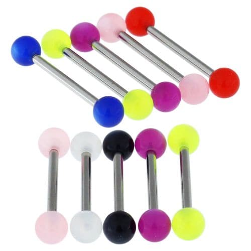 316L Surgical Steel Tongue Barbell Plained UV Balls (Pack of 10)